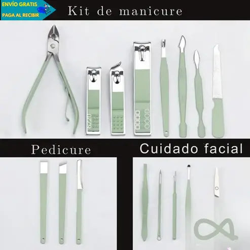 KIT CUIDADO FACIAL, MANOS Y PIES PROFESIONAL x 16 PIEZAS