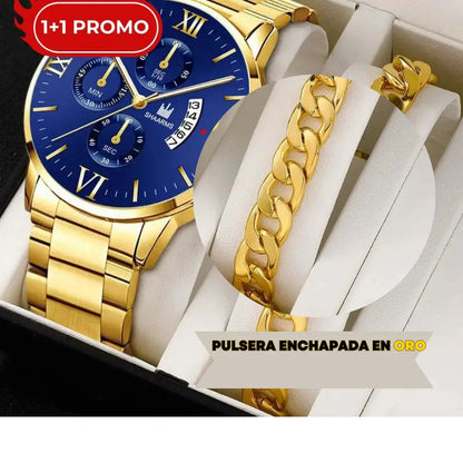 COMBO RELOJ ALEMAN DORADO + CADENA OBSEQUIO🎁 PULSERA📿 + ANILLO💍