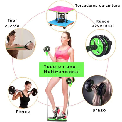 RUEDA MULTIFUNCIONAL + RUTINA CON 44 EJERCICIOS EN CASA 🎁😱🏋️