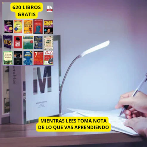 LÁMPARA FLEXIBLE PORTATIL 3 NIVELES DE LUZ + 🎁 620 LIBROS SOBRE PRODUCTIVIDAD, FINANZAS PERSONALES, DISCIPLINA Y NEGOCIOS EN PDF GRATIS