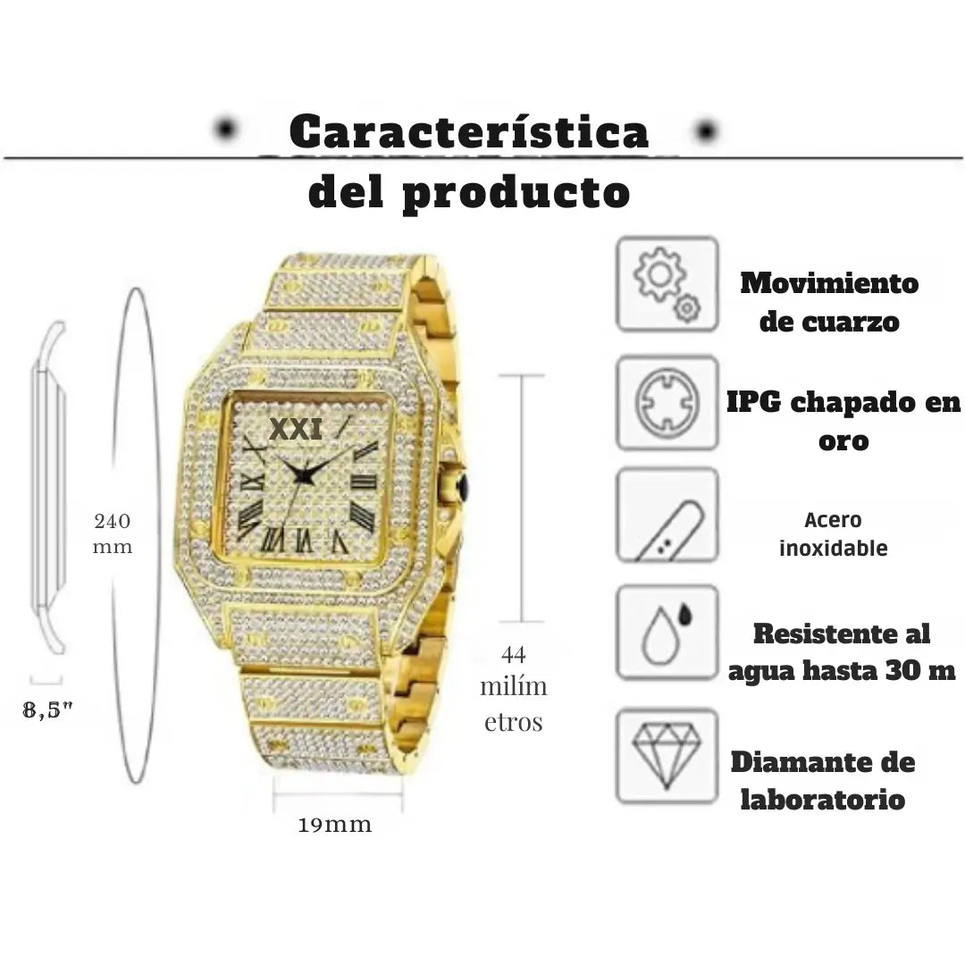 RELOJ LUJOSO TALLADO PIEDRAS PRECIOSAS