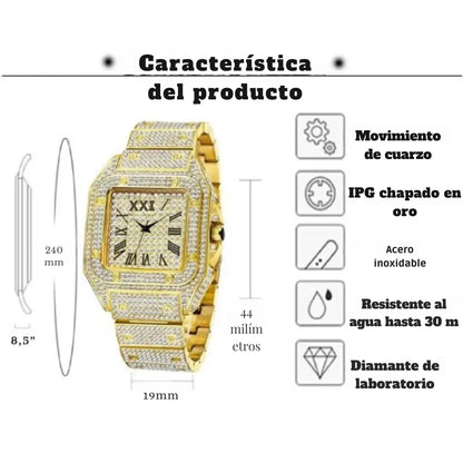 RELOJ LUJOSO TALLADO PIEDRAS PRECIOSAS